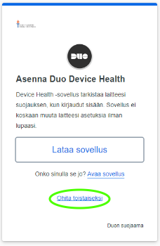 Duo Device Health prompt
